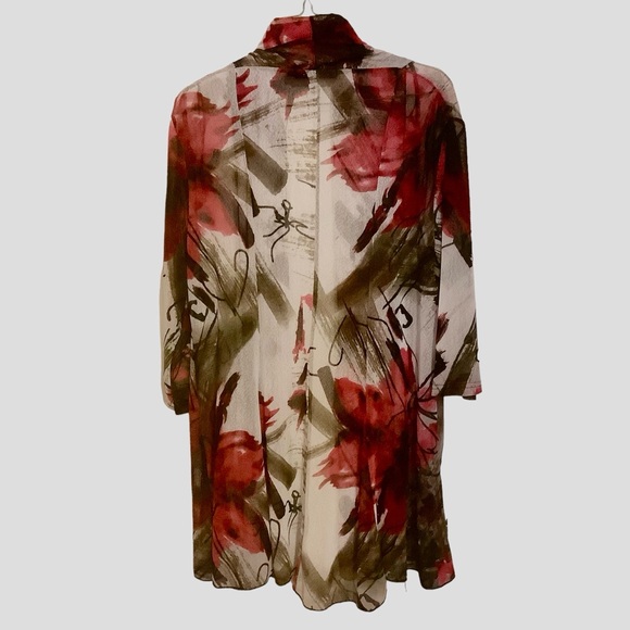 CREATION SHEER LONG SLEEVE FLORAL PRINT CARDIGAN/ Size XXL - Picture 2 of 7